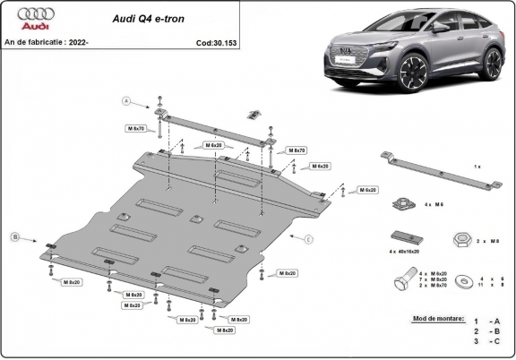 Protetor de Carter de aço Audi Q4 e-tron
