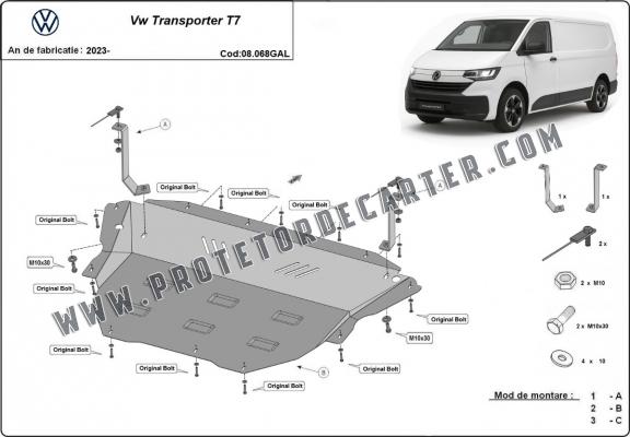 Protetor de Carter de aço galvanizado Volkswagen Transporter T7