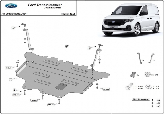 Protetor de Carter de aço Ford Transit Connect- automatic gearbox