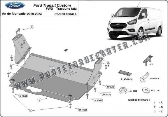 Protetor de Carter de alumínio Ford Transit Custom - FWD