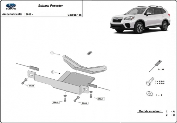  Protetor diferencial de aço  Subaru Forester