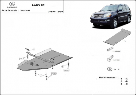  Protetor de caixa de velocidades de alumínio Lexus GX