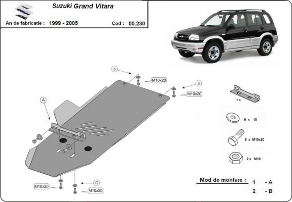  Protetor de caixa de velocidades de aço  Suzuki Grand Vitara 
