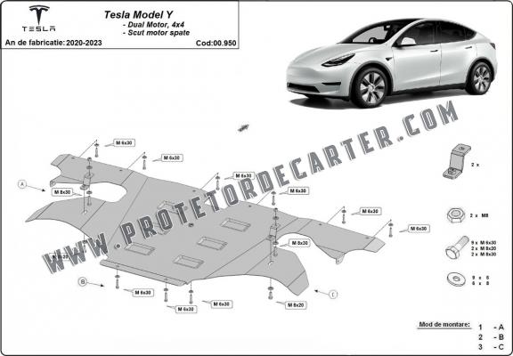 Protetor traseiro do motor para Tesla Model Y AWD