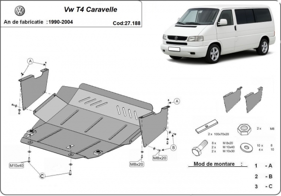 Protetor de Carter de aço VW Transporter T4 Caravelle