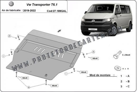 Protetor de Carter de aço galvanizado Volkswagen Transporter T6.1
