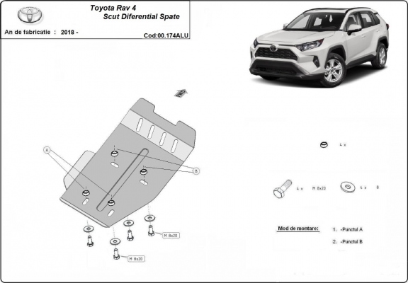 Protetor diferencial de alumínio Toyota Rav4