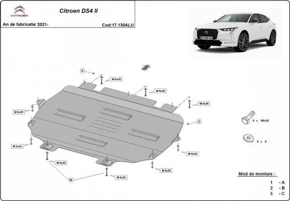 Protetor de Carter de Alumínio Citroen DS4 II