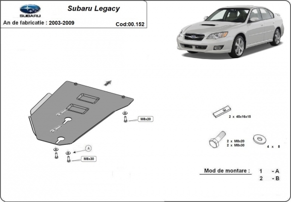  Protetor de caixa de velocidades manual de aço  Subaru Legacy